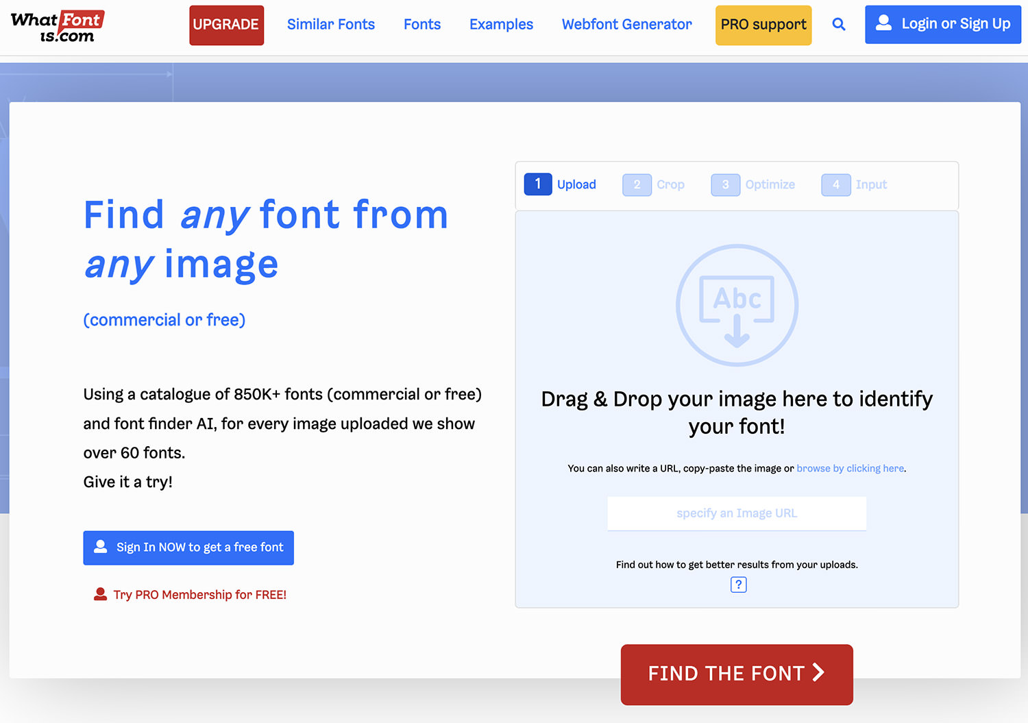 Image displaying WhatFontis.com's platform for identifying fonts