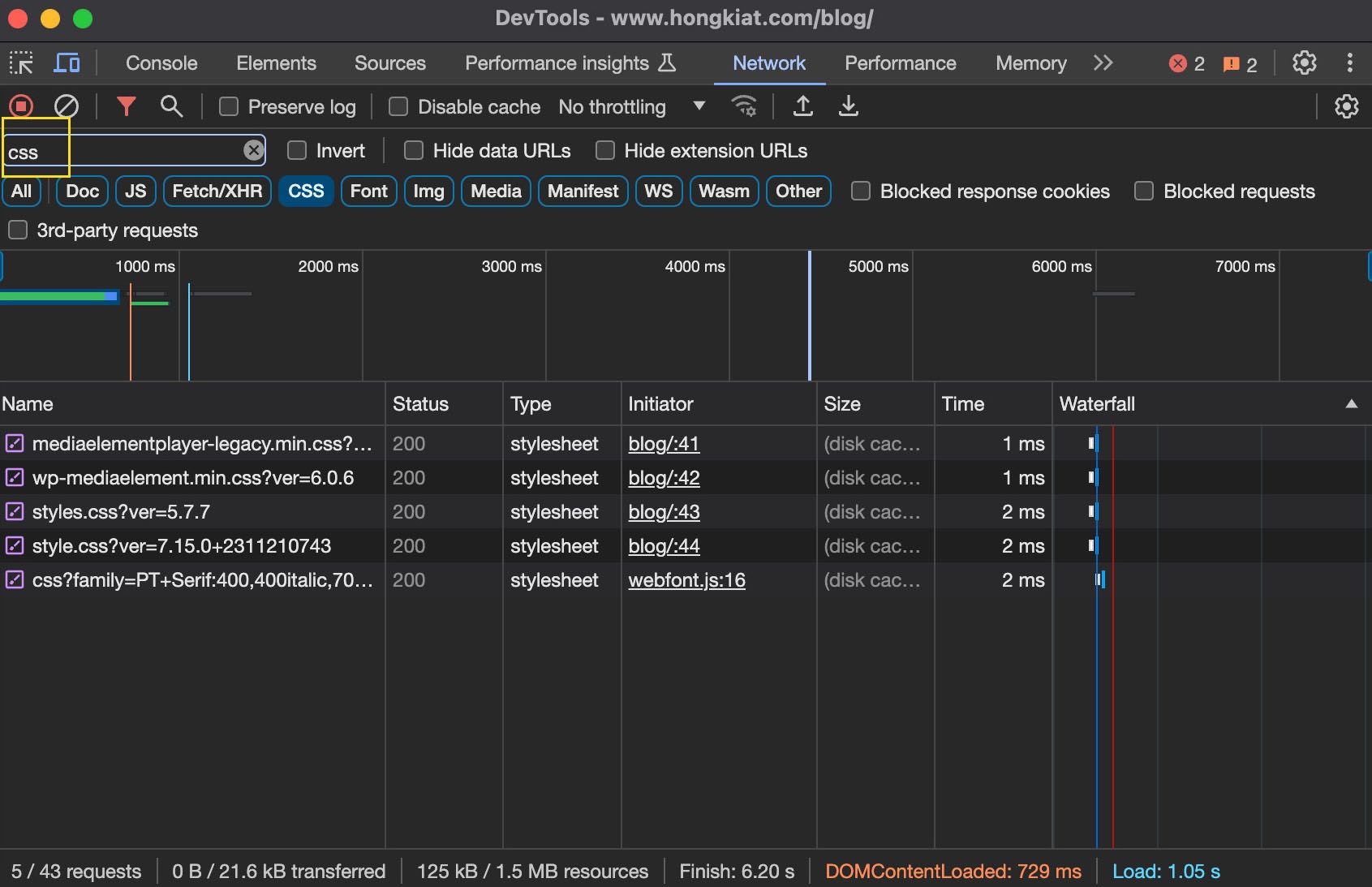 Network request filtering in Chrome DevTools