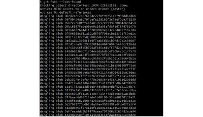 Shows output from the git fsck –lost-found command