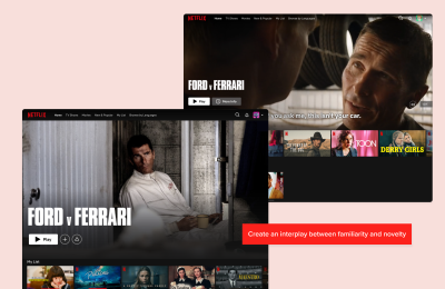 Netflix homepage design with mini trailers