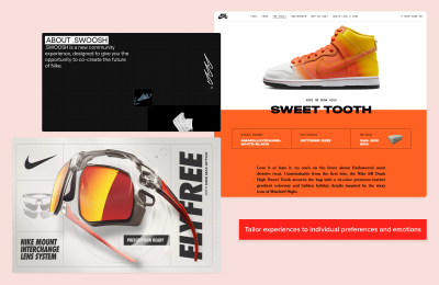 Screenshots of Nike mini-websites and campaigns
