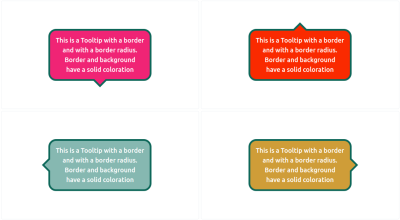 Showing four tooltip variations with border and rounded corners