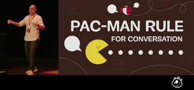 Vitaly Friedman on stage explaining the pacman rule