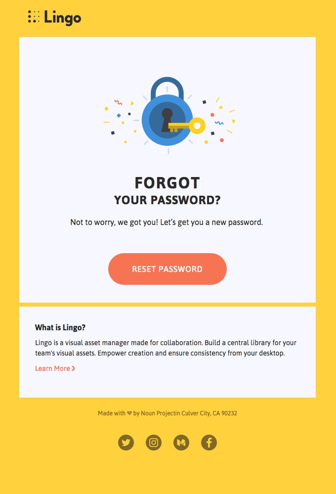 Password Reset Email Example from Lingo