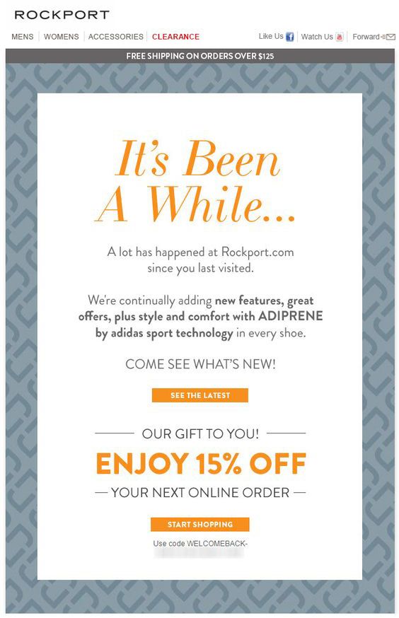 Re-engagement Email from Rockport