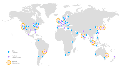 Global map with CDN markers