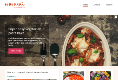 Homepage of a default Drupal site using the Umami theme