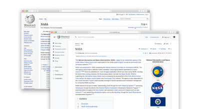 Comparing screenshots before and after the Wikipedia redesign