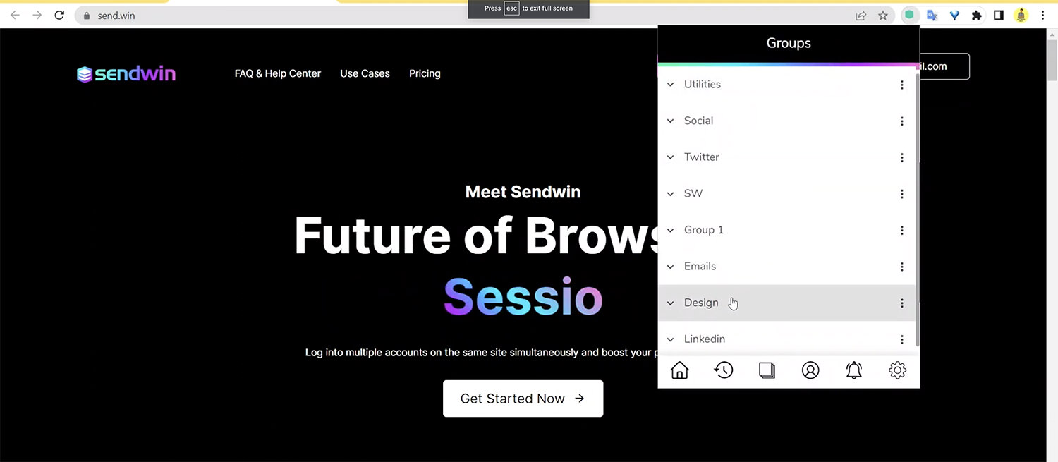 Sendwin Interface for Content Management