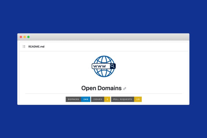 Open Domains platform screenshot