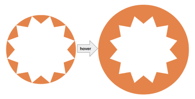 On the left is a normal starburst shape, and on the right is a starburst shape after adding the scale effect to the image’s hover state