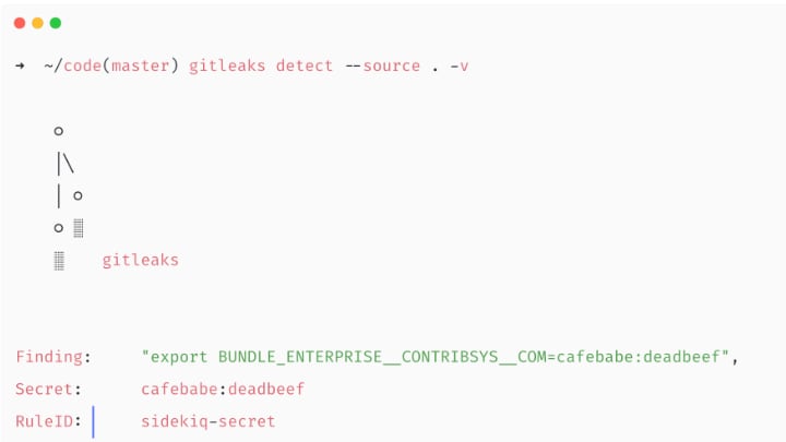 Gitleaks security tool interface