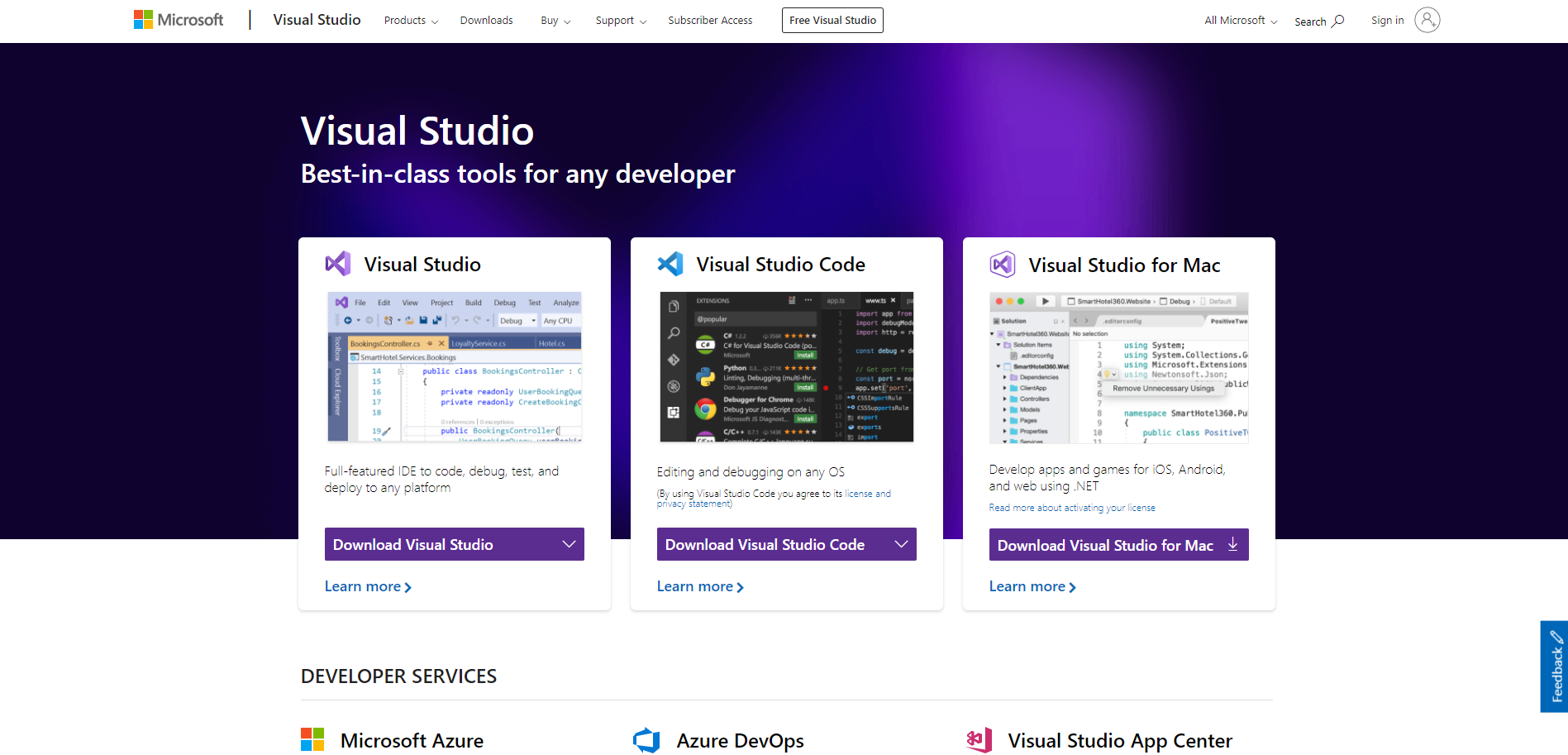 Best developer tools of 2020 visual studio home page